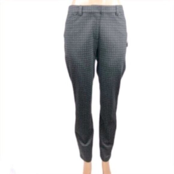 NWT Calvin Klein Straight Leg Grey Plaid Classic Trouser Career Casual Pants 12 - Picture 2 of 8